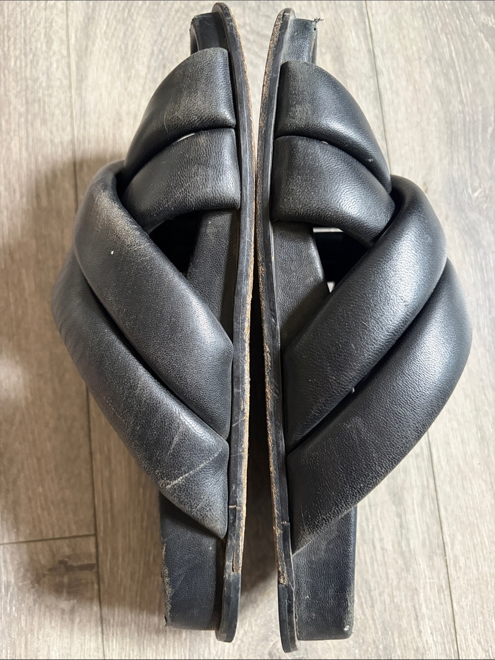 Anine Bing Black Padded Crossover Slide Sandals - Picture 2 of 4